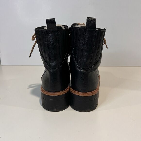 Nine West Women's 8 Black Ivani Sherpa Lace-up Combat Boots - Picture 4 of 10
